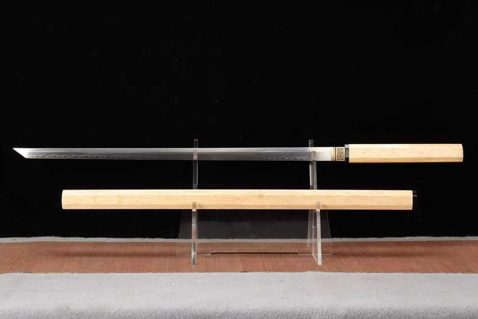 Shirasaya Đường Đao Phá Quân – T10 Tôi Đất, Tay Gỗ Trắng Lục Lăng, Bản Rộng Uy Lực – Sưu Tầm Cổ Phong Đẳng Cấp